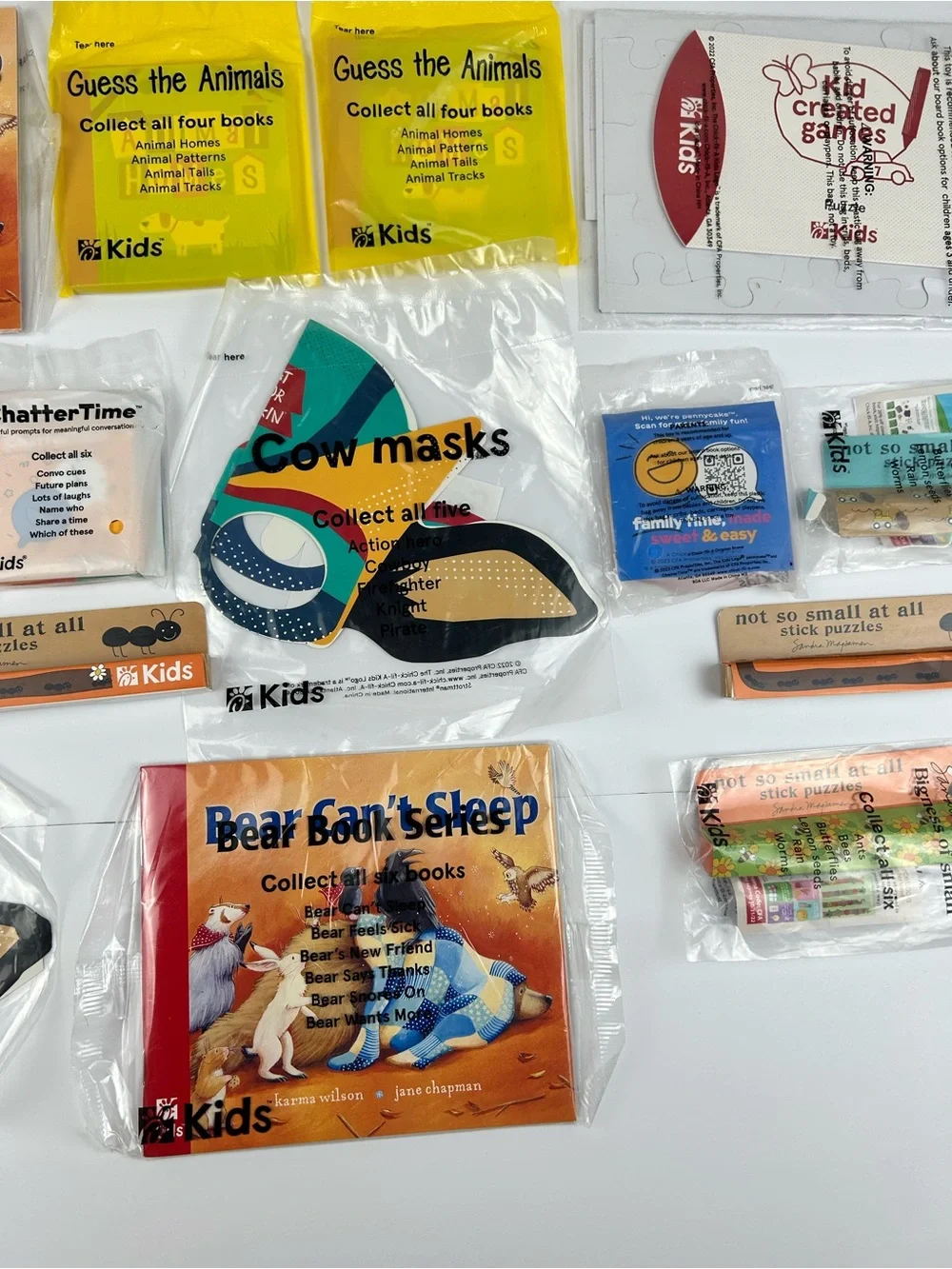 Chick-fil-A Kids Games Lot 19pc 2022 2023 Cow Masks Puzzles Books New